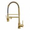 Brushed Gold Kitchen Faucet with Single Handle and Pull-Down Sprayer