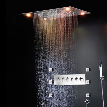 Discount Multi Function Chrome LED Thermostatic Shower Set with ...