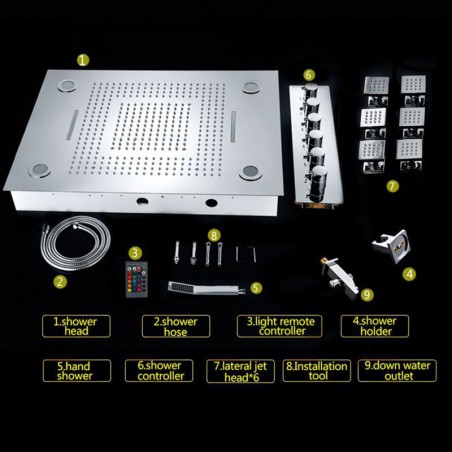 Discount Multi Function Chrome LED Thermostatic Shower Set with ...