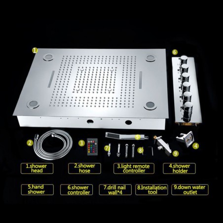 Discount Multi Function Chrome LED Thermostatic Shower Set with ...