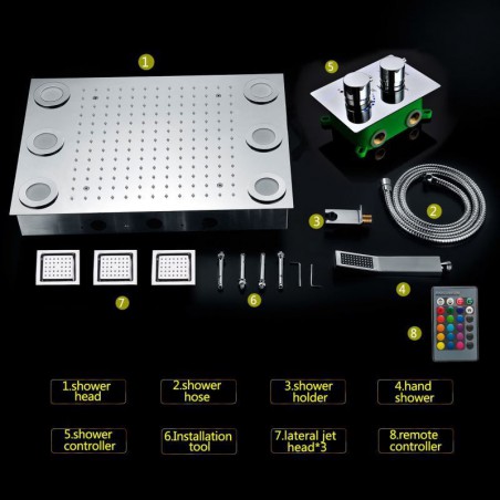 Discount Chrome LED Thermostatic Shower Set with Concealed Flush Mount ...