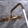 Brass Wall Mount Two Handles Copper se Bathroom Sink Faucet